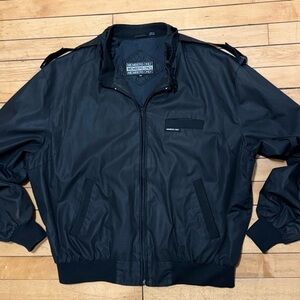 Vintage 80s Members Only Iconic Black Windbreaker Racer Bomber Jacket Size 46